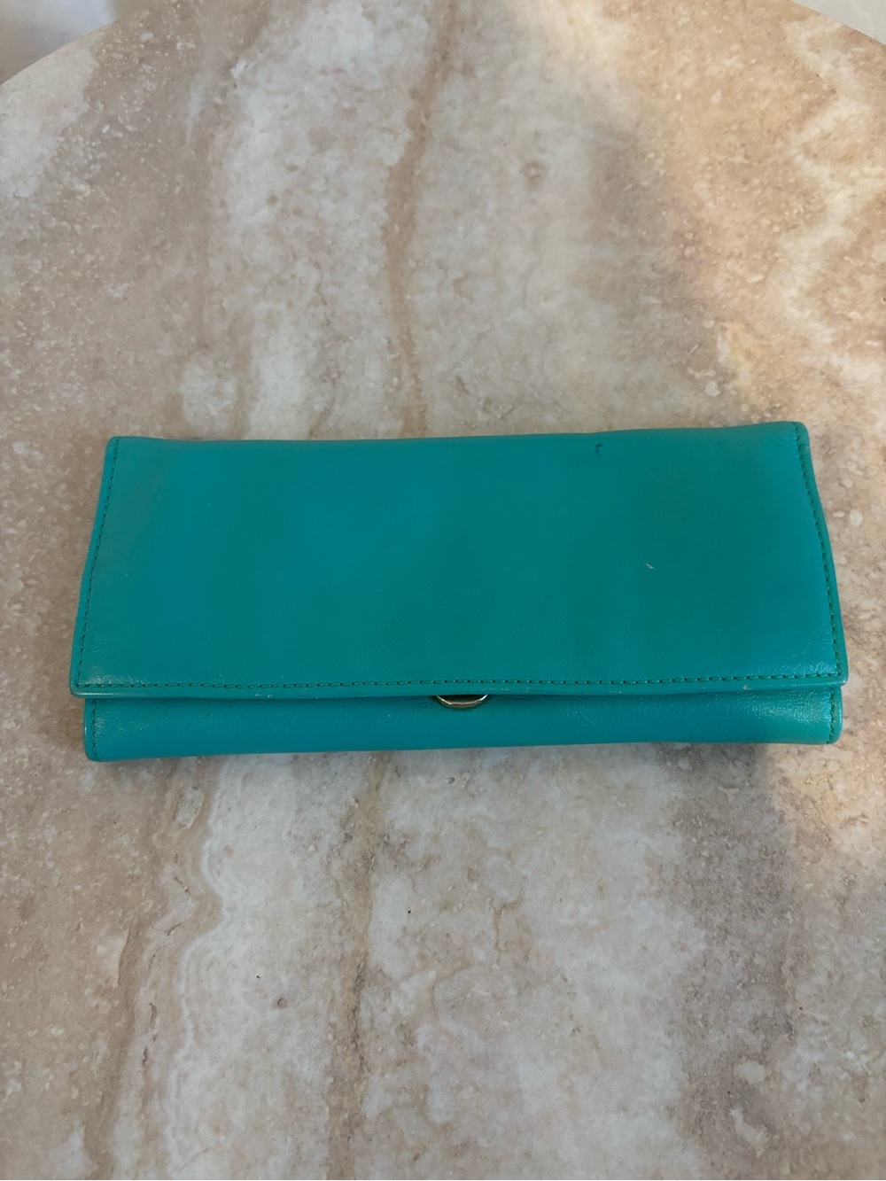 Teal Leather Folding Travel Jewelry Wallet